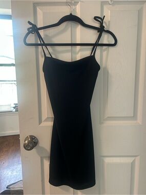 Jacob Black Mini Slip Dress with Tie Straps